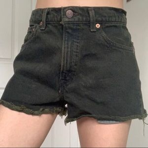 Olive Cut-off Jean Shorts